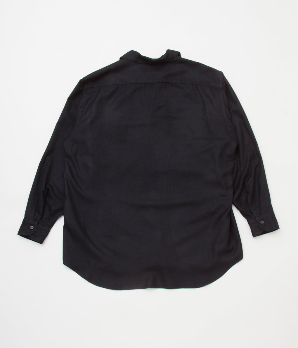 COMOLI "シルクネル スキッパーシャツ"(NAVY)