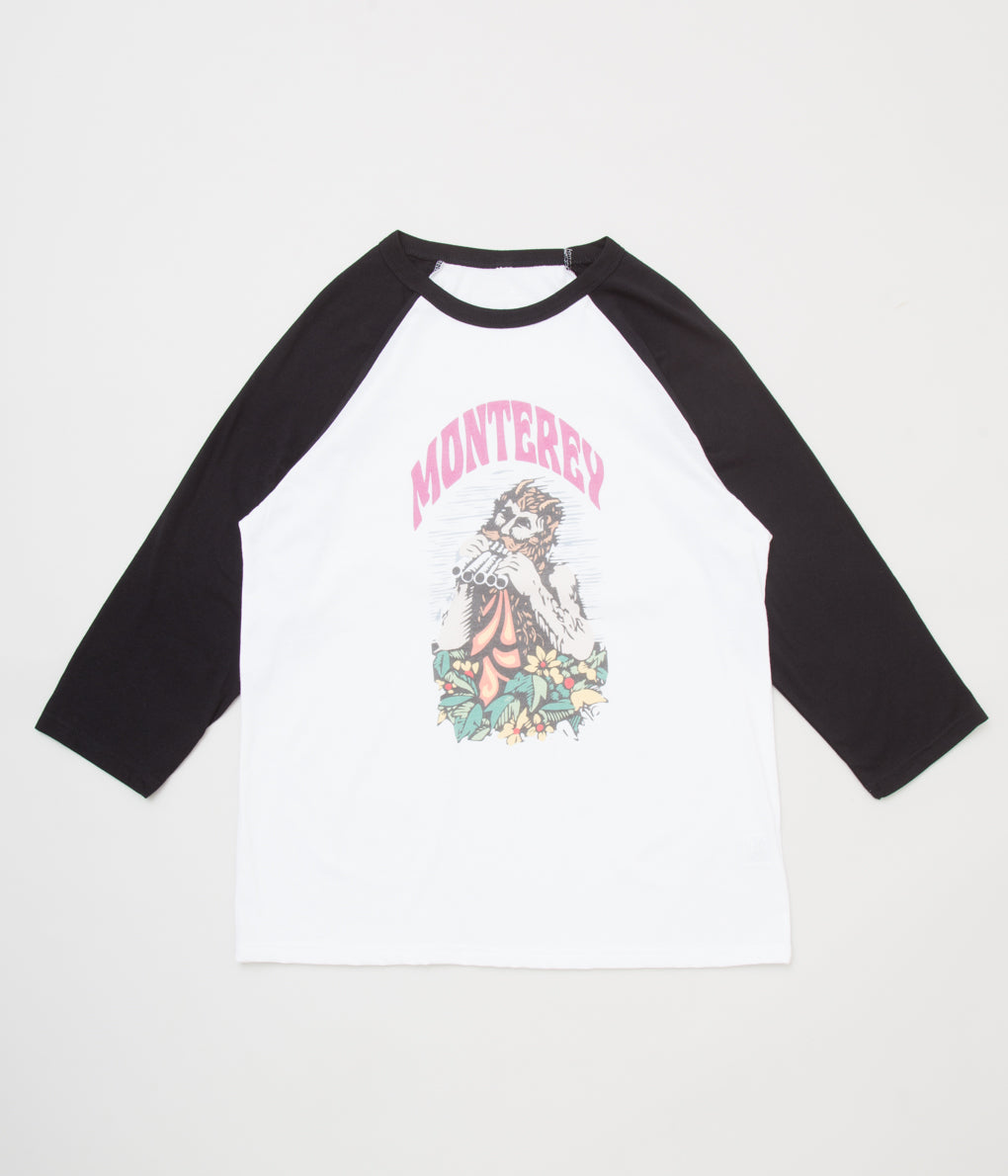 BLUESCENTRIC "COLORFUL MONTEREY POP BASEBALL T-SHIRT"(WHITE)