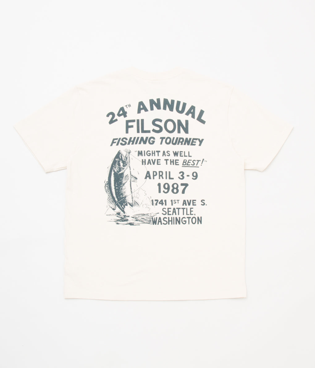 FILSON "S/S PIONEER GRAPHIC TEE"(STONE/FISHING TOURNEY)