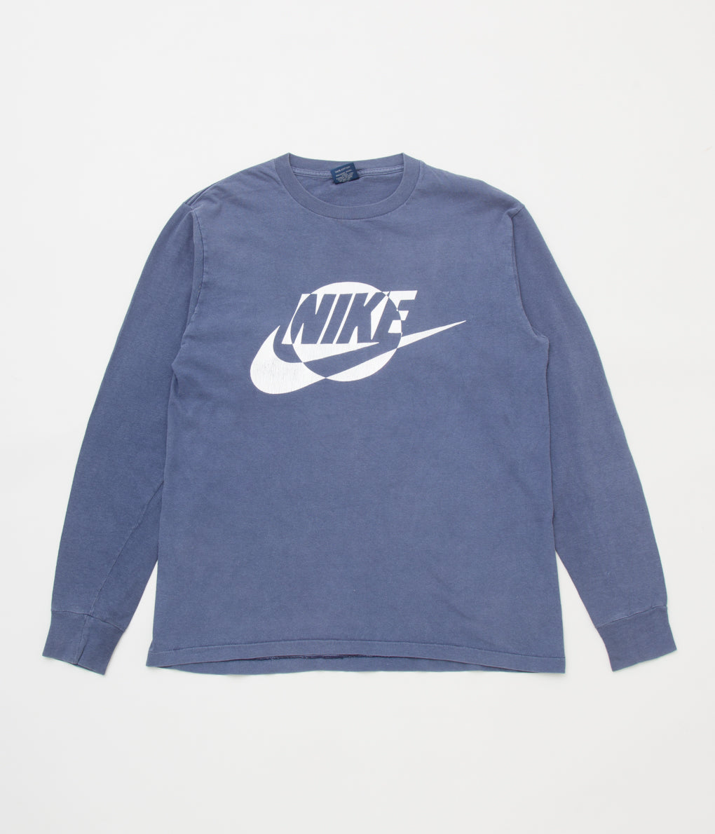 VINTAGE "80'S NIKE LOGO LONG SLEEVE TEE"(NAVY)