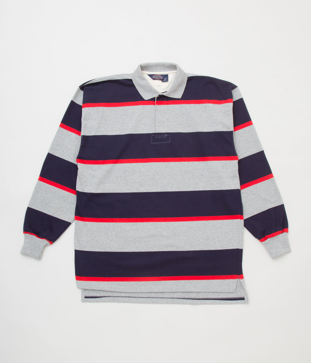 VINTAGE "80'S DEADSTOCK KENNETH GORDON RUGBY SHIRT"(GRAY/NAVY/RED)