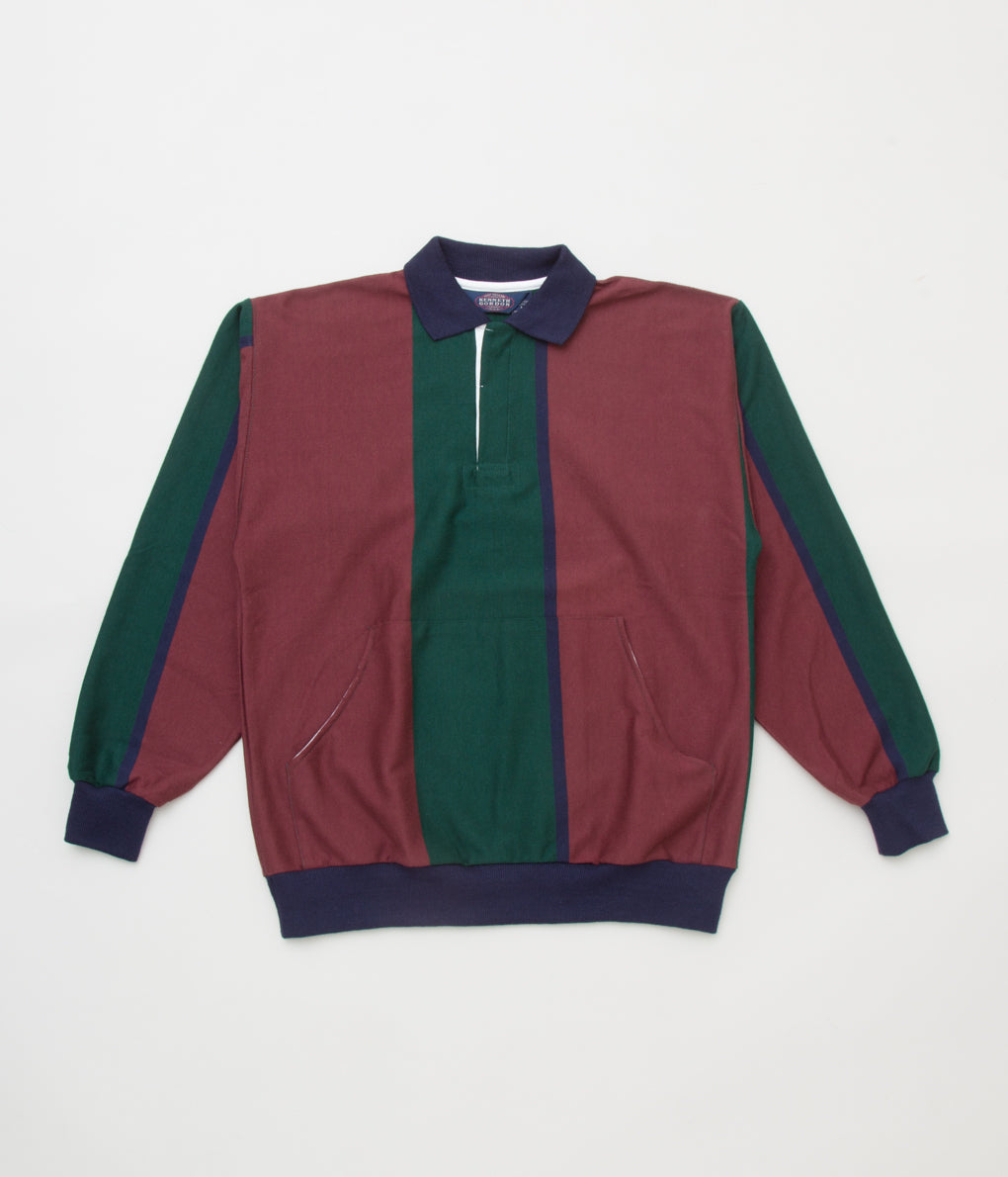 VINTAGE "80'S DEADSTOCK KENNETH GORDON VERTICAL STRIPE RUGBY"(WINE/GREEN/NAVY)