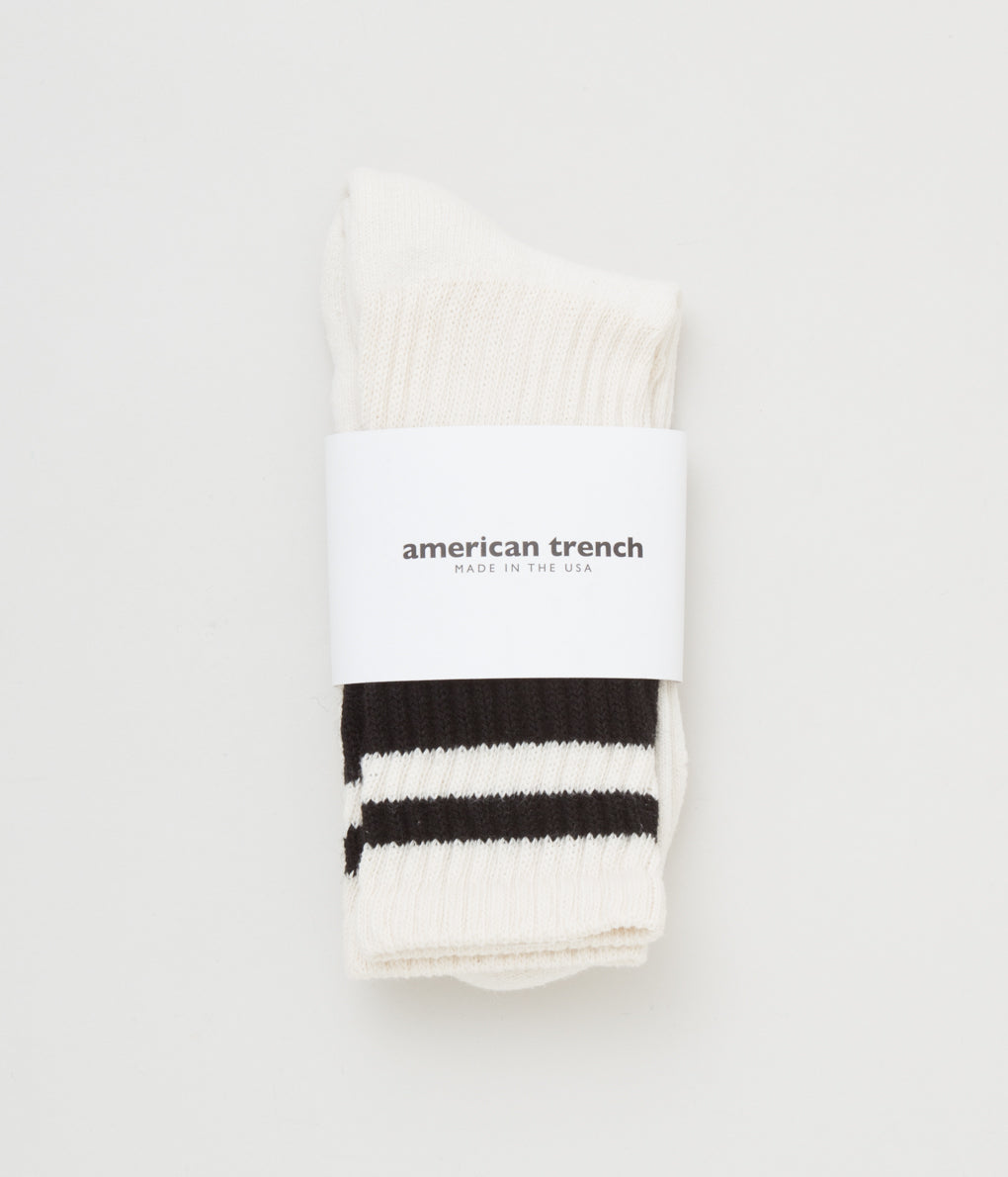 AMERICAN TRENCH "RETRO MONO STRIPE SOCK" (BLACK)