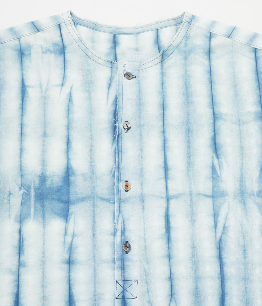 MONAD LONDON "DALTON PO SHIRT (100% NIGERIAN COTTON)"(INDIGO/NATURAL TIE&DYE)