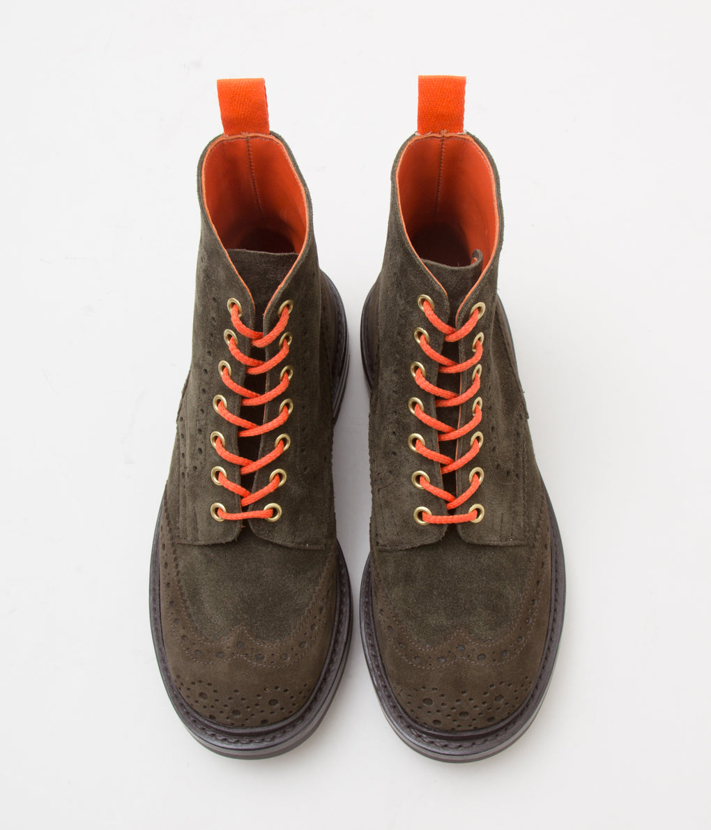QUILP BY TRICKER'S×MAIDENS SHOP "M7495 BROGUE BOOTS" (DK OLIVE MULTI)