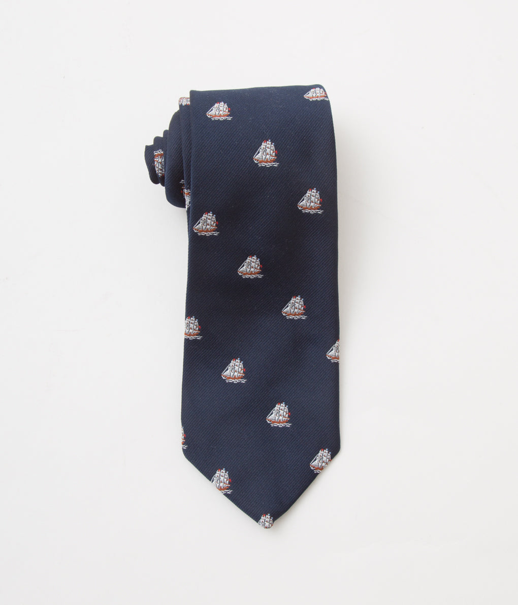 VINTAGE ACCESARIES "O'CONELL LUCAS-CHELF EMBROIDERED TIE SHIP"(NAVY)