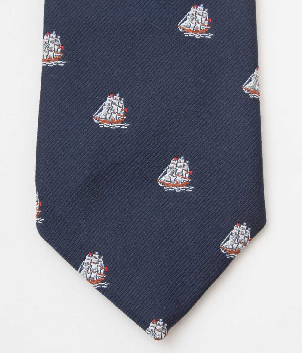 VINTAGE ACCESARIES "O'CONELL LUCAS-CHELF EMBROIDERED TIE SHIP"(NAVY)