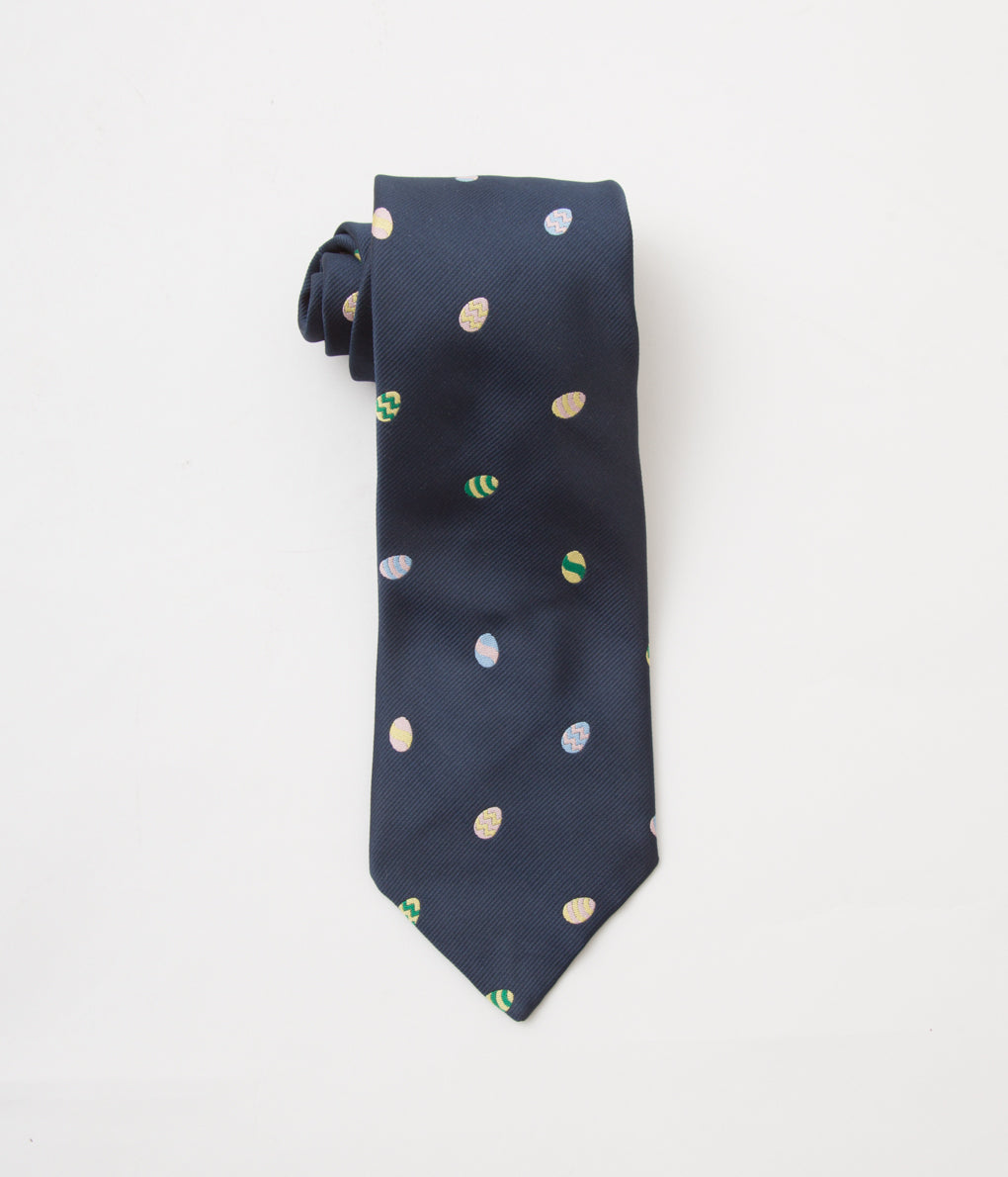 VINTAGE ACCESARIES "O'CONELL LUCAS-CHELF EMBROIDERED TIE EASTER EGG"(NAVY)