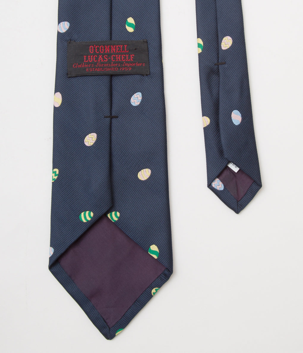 VINTAGE ACCESARIES "O'CONELL LUCAS-CHELF EMBROIDERED TIE EASTER EGG"(NAVY)