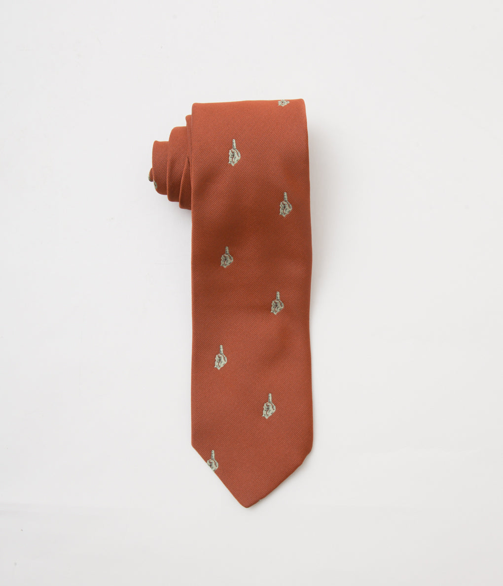 FROM USA "VINTAGE EMBROIDERED TIE HAND SIGN"(BRICK)