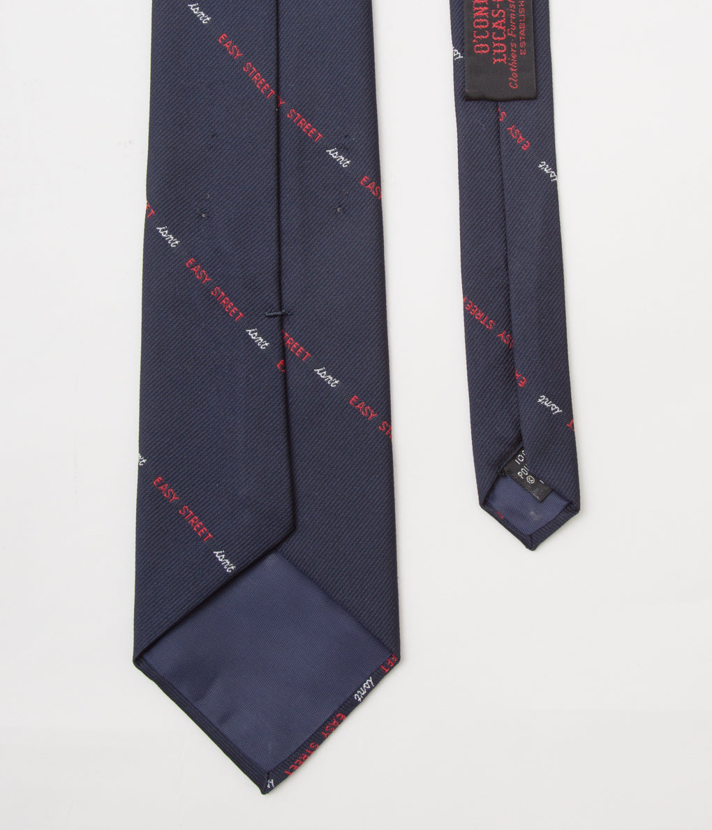 VINTAGE ACCESARIES "O'CONELL LUCAS-CHELF EMBROIDERED TIE EASY STREET"(NAVY)
