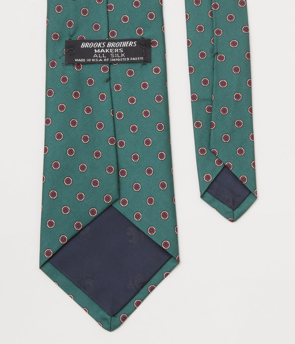 FROM USA "VINTAGE BROOKS BROTHERS PRINT TIE"(GREEN)