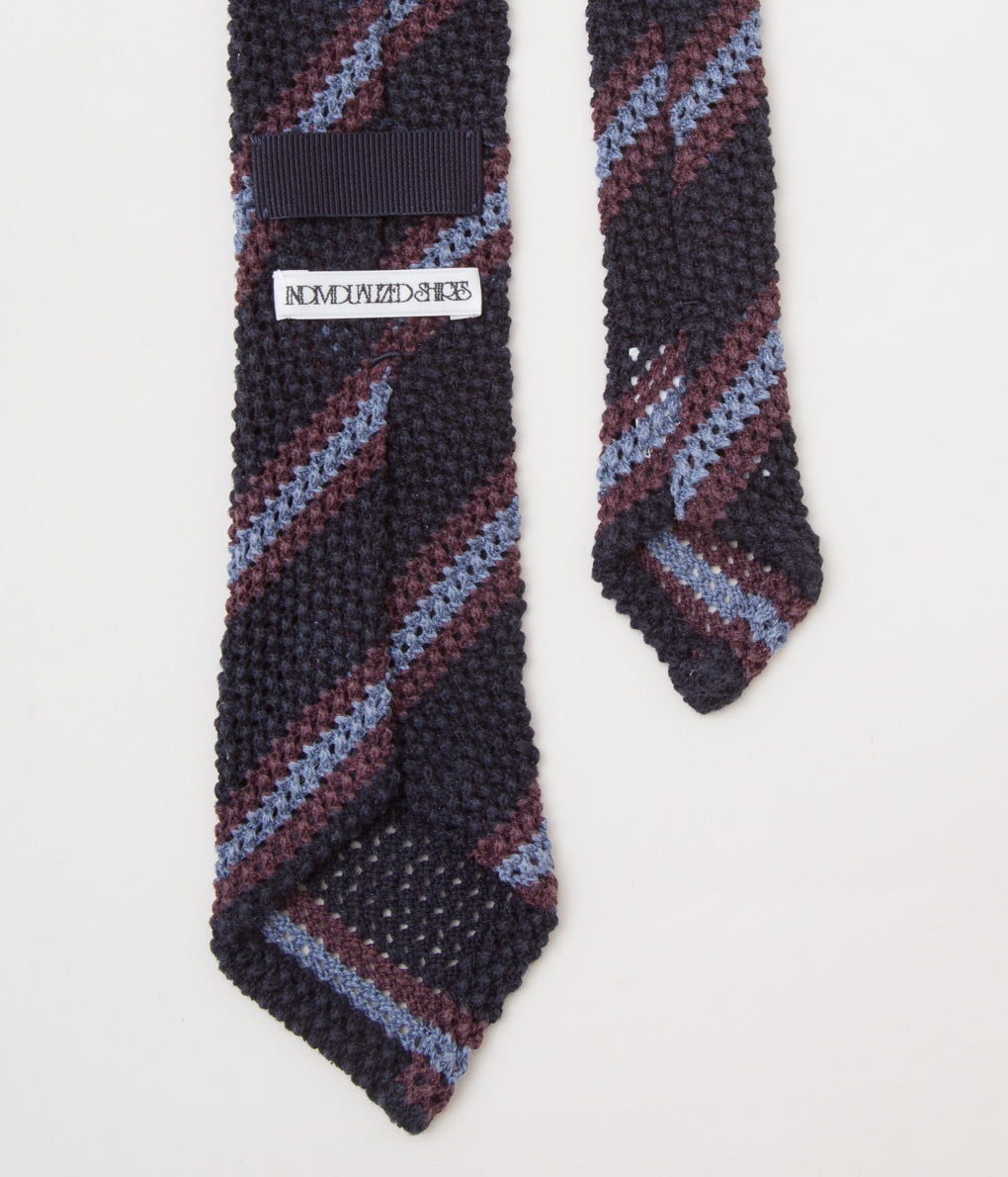 INDIVIDUALIZED ACCESSORIES"KNIT REGIMENTAL TIE"(DARK NAVY/BLUE)