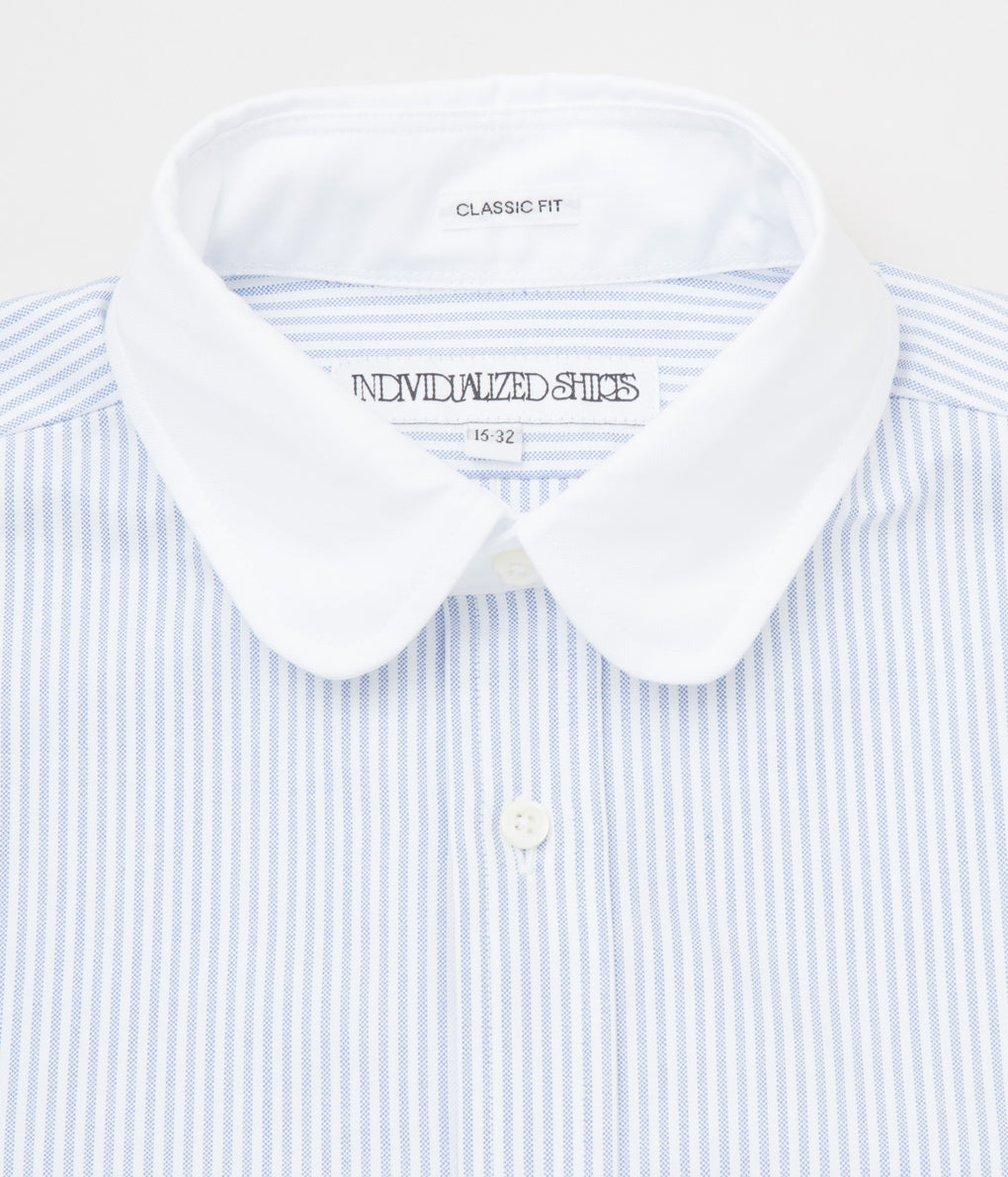 INDIVIDUALIZED SHIRTS "CANDY STRIPE (CLASSIC FIT CONTRAST COLLAR SHIRT)"(LIGHT BLUE)