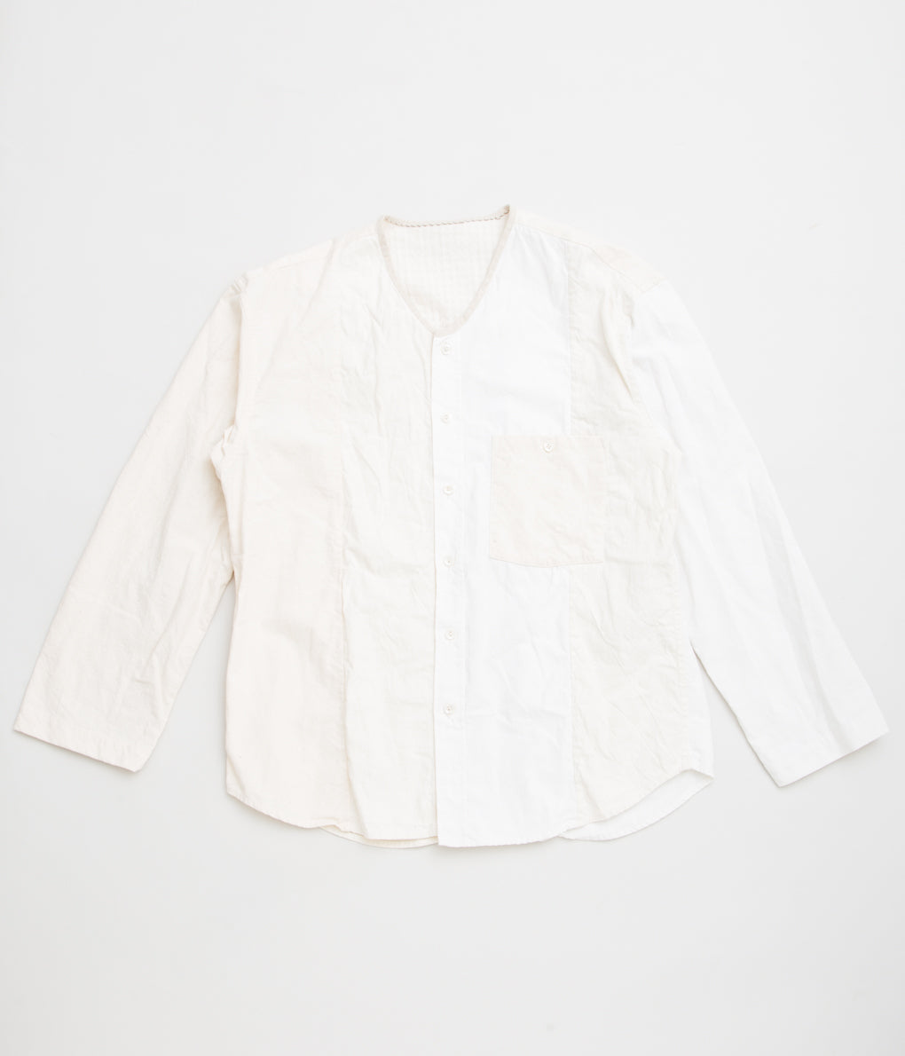 OLIVER CHURCH "PACHWORK SOFT SHIRT (NATURAL LINEN/ COTTON)"(NATURAL MIX)