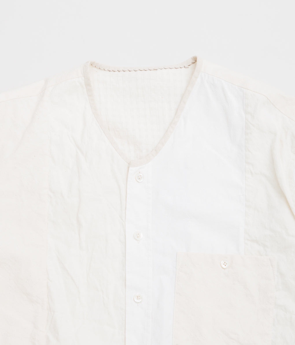 OLIVER CHURCH "PACHWORK SOFT SHIRT (NATURAL LINEN/ COTTON)"(NATURAL MIX)