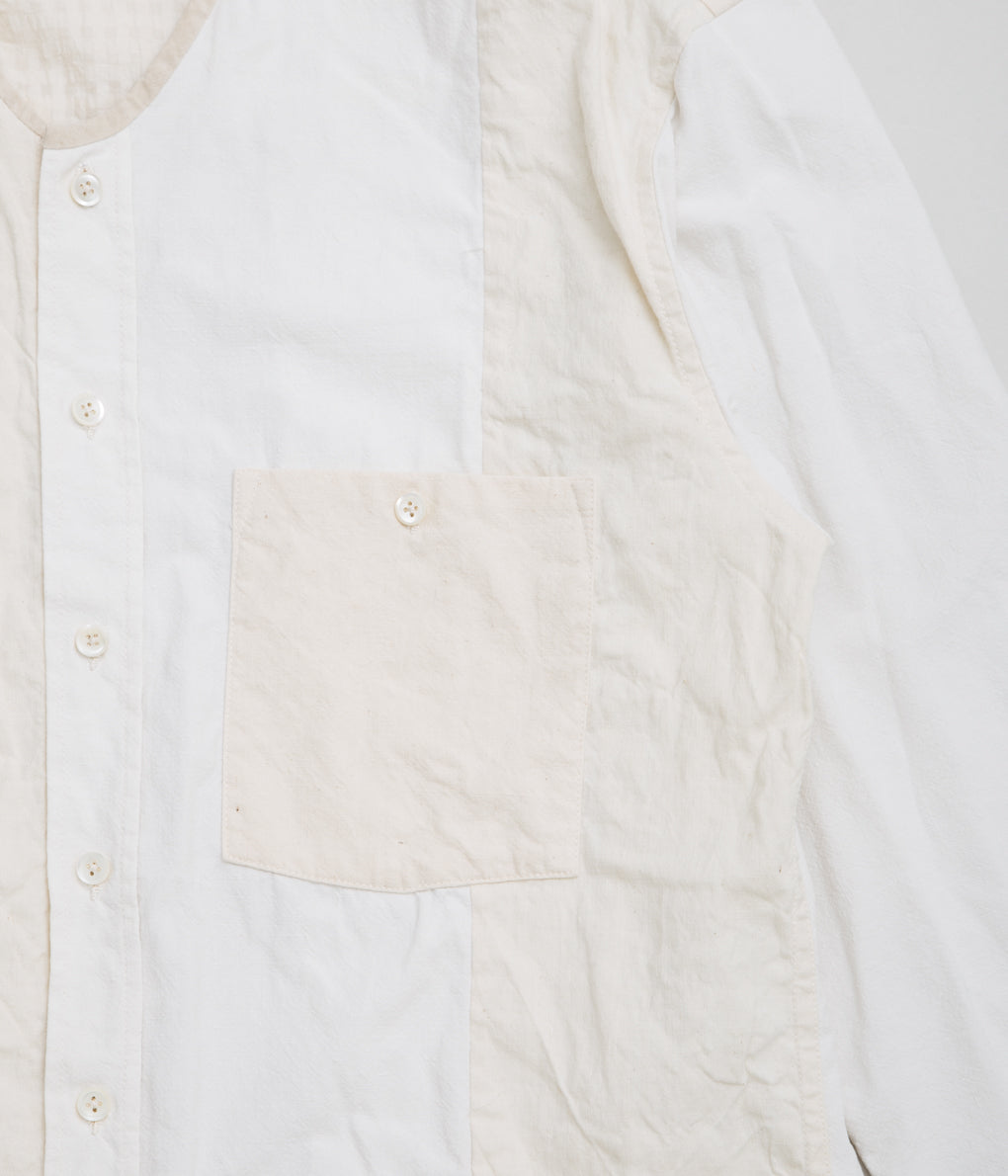 OLIVER CHURCH "PACHWORK SOFT SHIRT (NATURAL LINEN/ COTTON)"(NATURAL MIX)