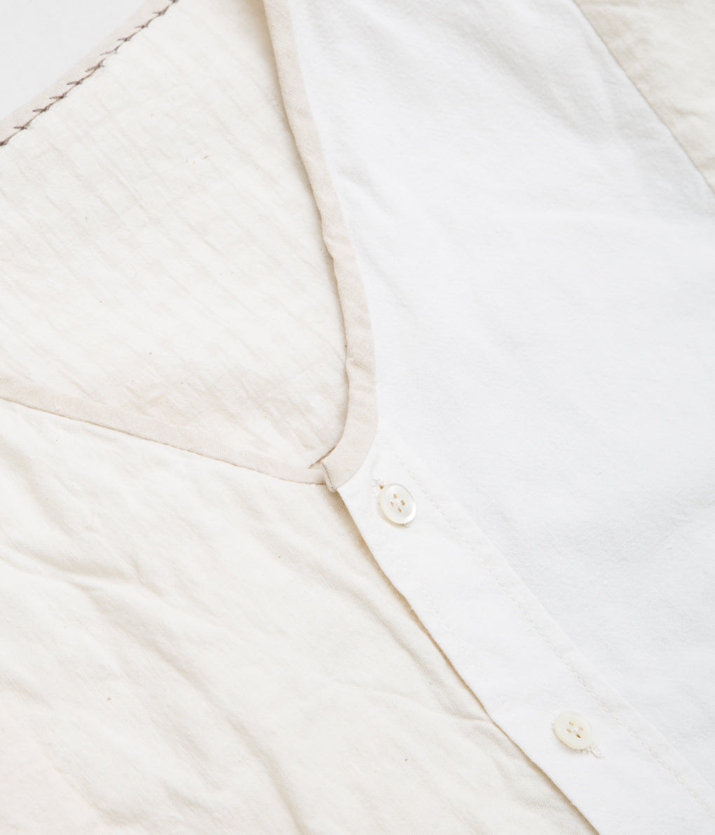 OLIVER CHURCH "PACHWORK SOFT SHIRT (NATURAL LINEN/ COTTON)"(NATURAL MIX)