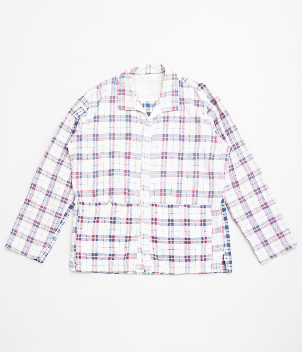 OLIVER CHURCH "POCKETS SHIRT (PATCWORK ANTIQUE KELSCH)"(RED CHECKS/PLAID PATCWORK)