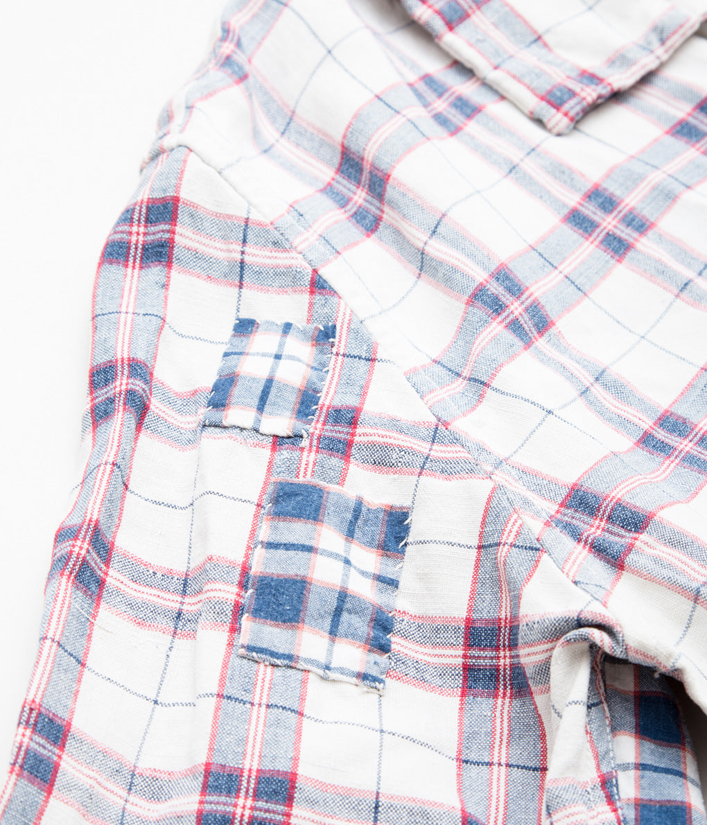 OLIVER CHURCH "POCKETS SHIRT (PATCWORK ANTIQUE KELSCH)"(RED CHECKS/PLAID PATCWORK)