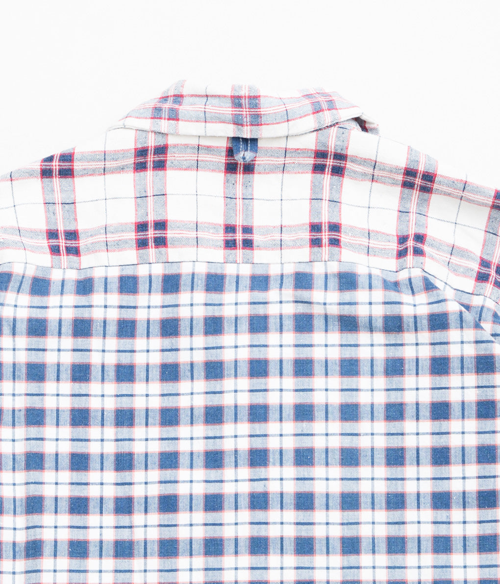 OLIVER CHURCH "POCKETS SHIRT (PATCWORK ANTIQUE KELSCH)"(RED CHECKS/PLAID PATCWORK)