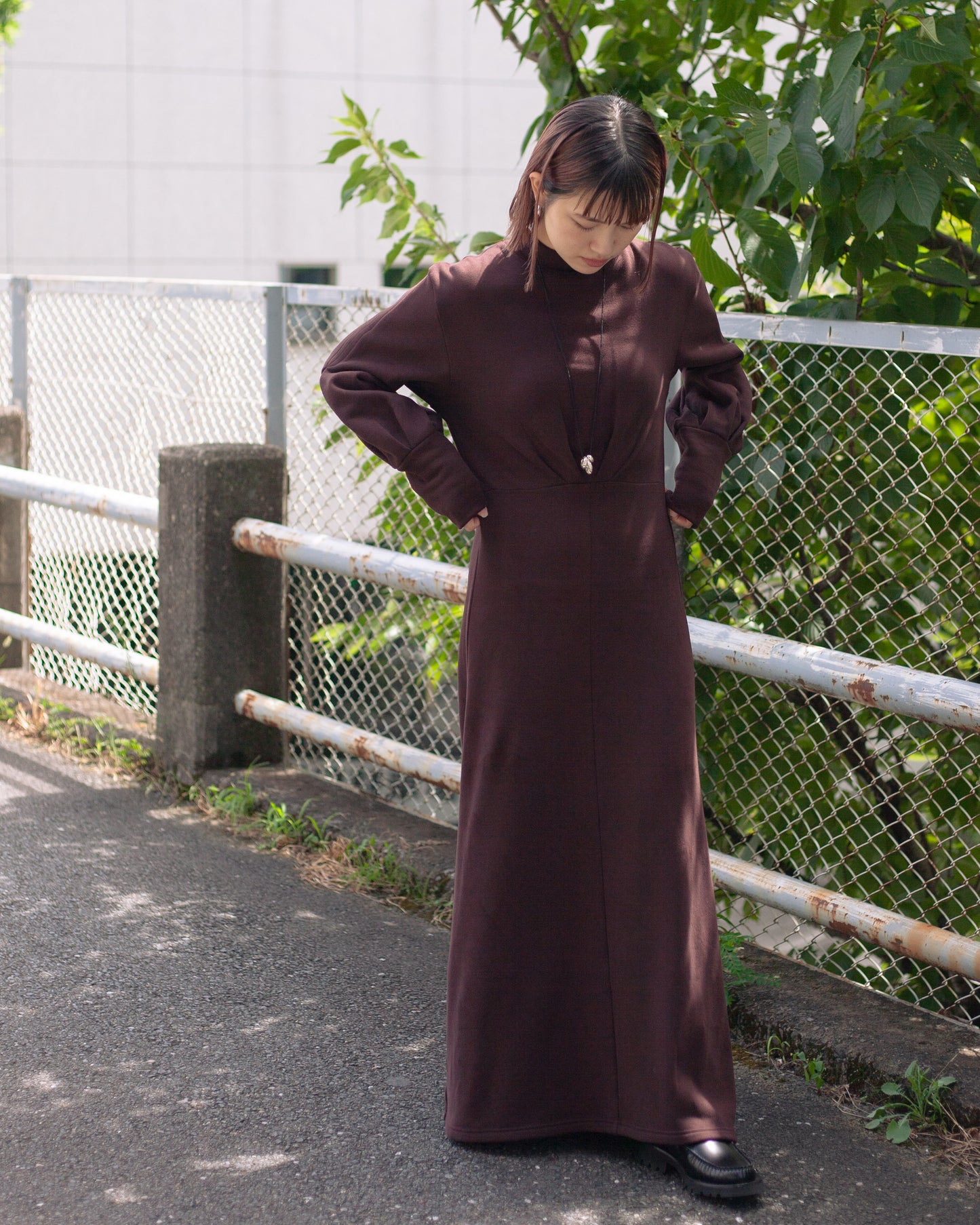 PHOTOCOPIEU "TUCK DETAIL MAXI DRESS"(DARK BROWN)