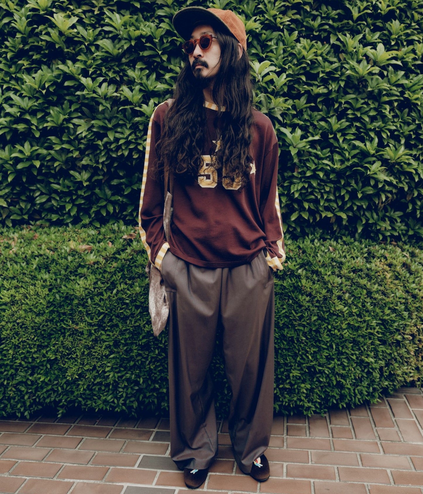 BODE ''MEDALIST APPLIQUE LONG SLEEVE TEE'' (BROWN BLACK)