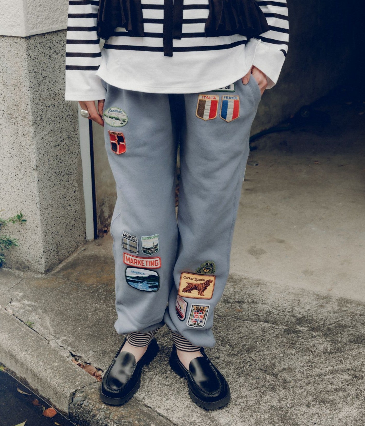 BODE ''WARMUP PATCH JOGGERS'' (BLUE GRAY)