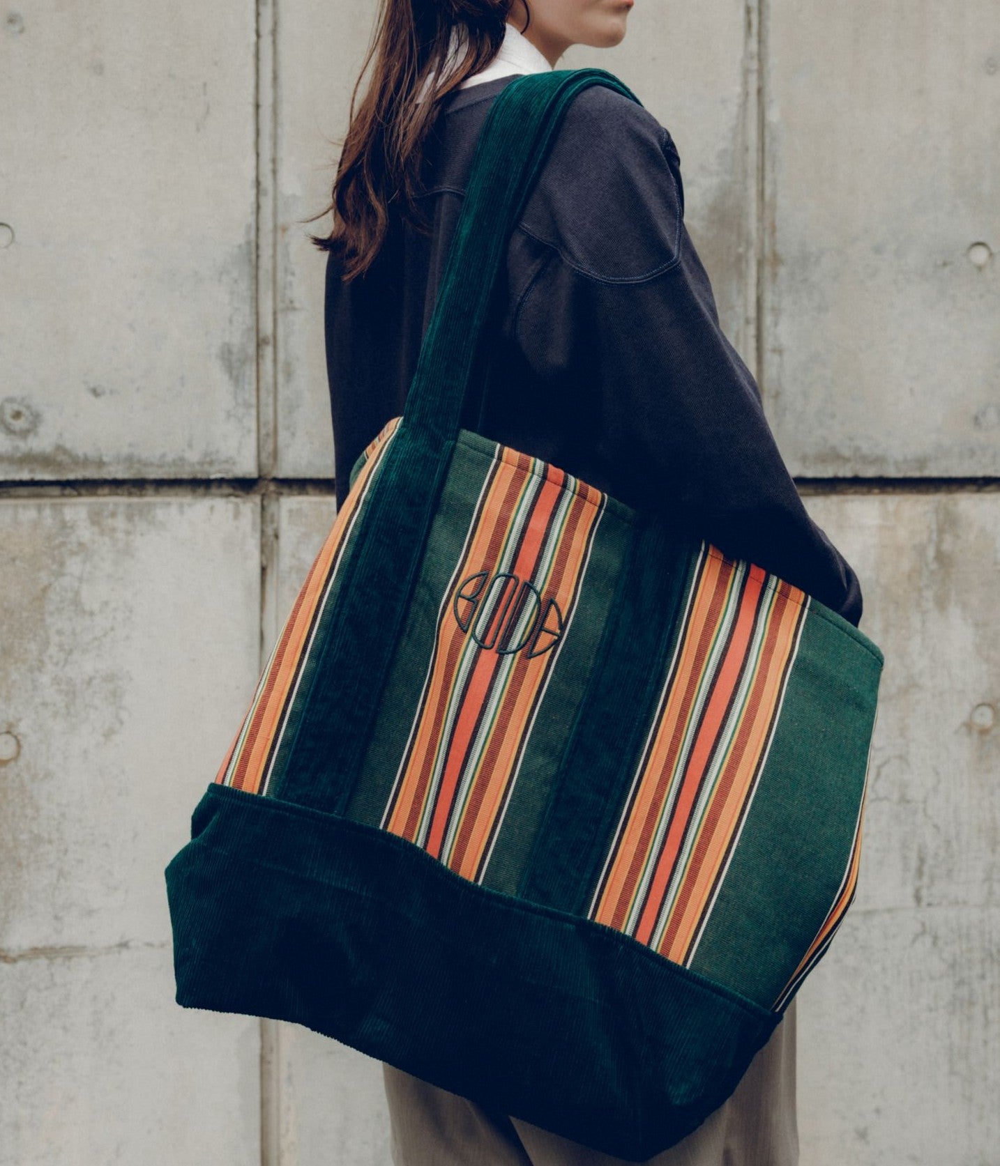 BODE ''PARAKEET STRIPE TOTE'' (GREEN MULTI)