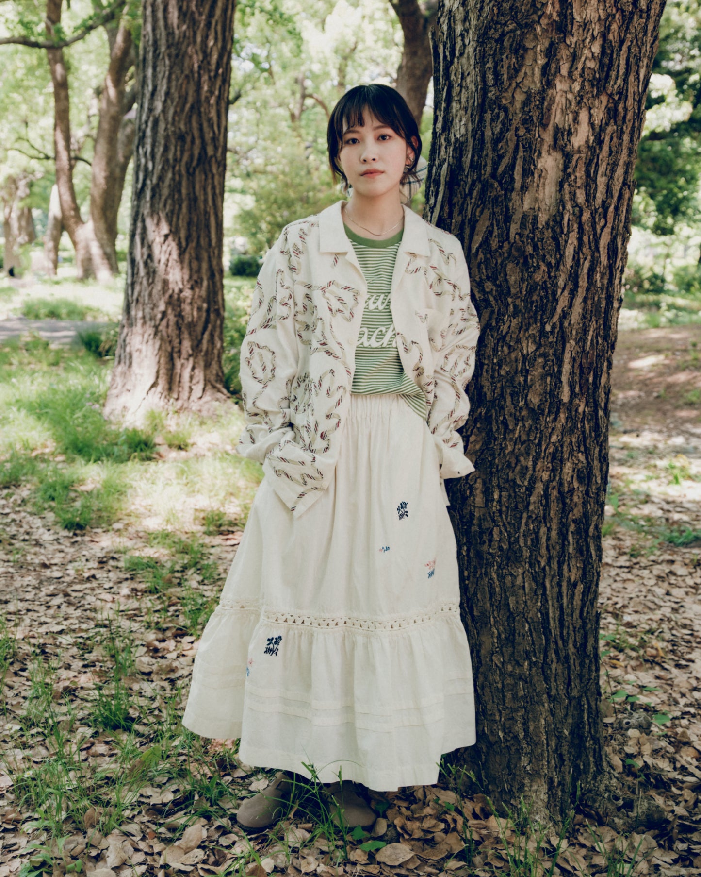 STORY MFG ``GREETINGS SHIRT LS'' (SAGE LEAF RIBBON)