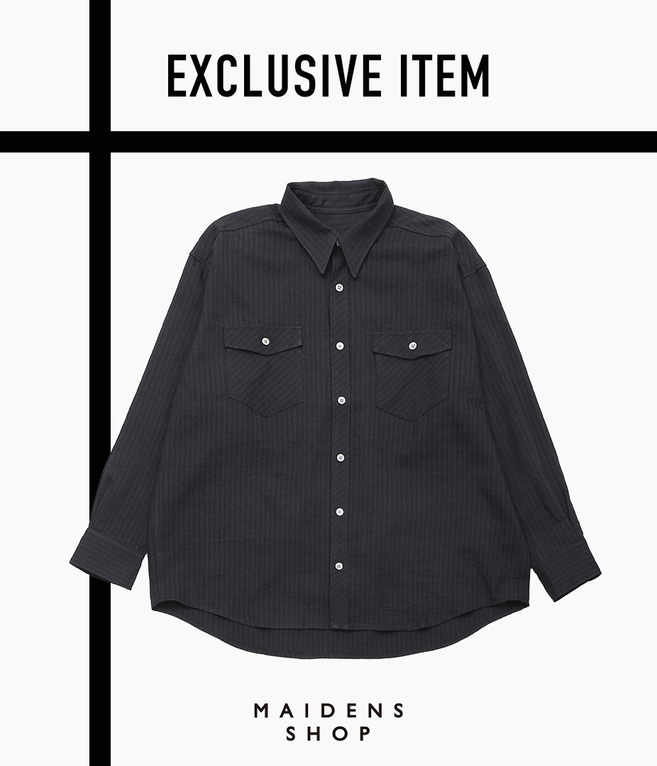 I AM DORK ''FLAP POCKET SHIRT｜WOOL RAMIE'' (BLACK HERRINGBONE