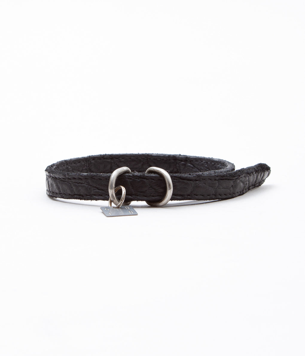 GUIDI"【BLT00B】LEATHER BRACELET CROCODILE (40cm)"(BLKT)
