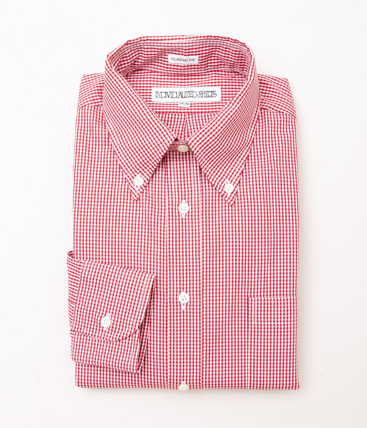 INDIVIDUALIZED SHIRTS "CLASSIC GINGHAM (CLASSIC FIT BUTTON DOWN SHIRT)"(RED)