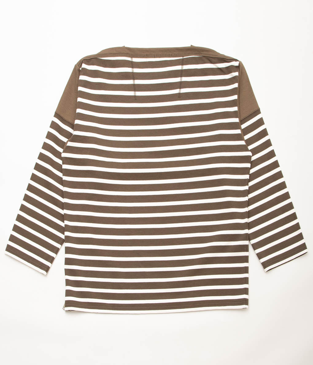 ANSNAM''BORDER BOAT NECK L/S TEE''(BROWN×WHITE)