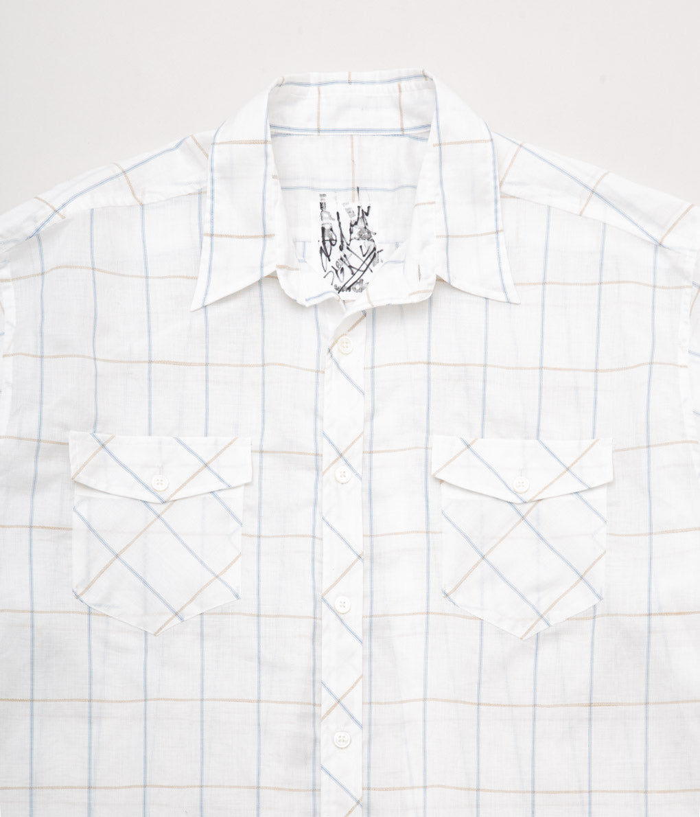 I AM DORK''BIG WORK SHIRT / DEADSTOCK COTTON LINEN''(WHITE CHECK)