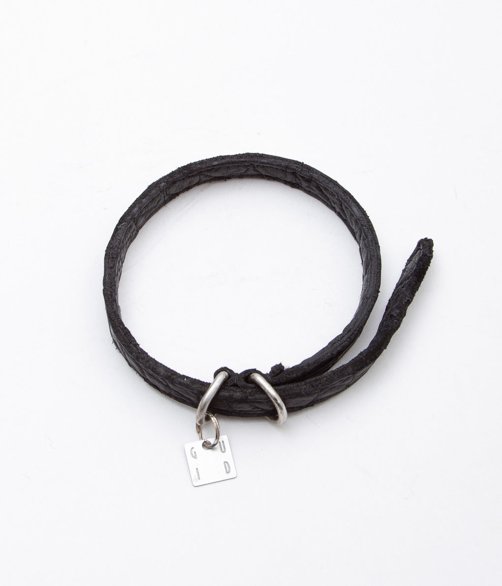 GUIDI"【BLT00B】LEATHER BRACELET CROCODILE (40cm)"(BLKT)