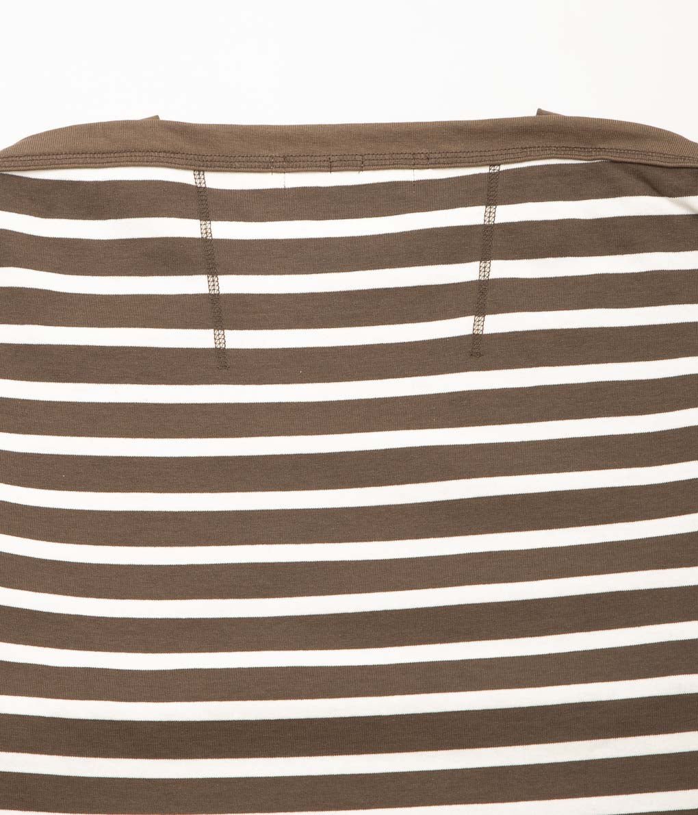 ANSNAM''BORDER BOAT NECK L/S TEE''(BROWN×WHITE)
