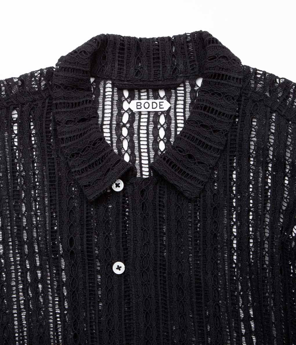 BODE ''MEANDERING LACE LS SHIRT'' (BLACK)