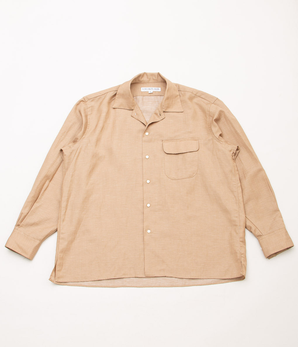 INDIVIDUALIZED SHIRTS×MAIDENS SHOP "SUPER 130's WOOL LINEN CAMP COLLAR SHIRT" (BEIGE)