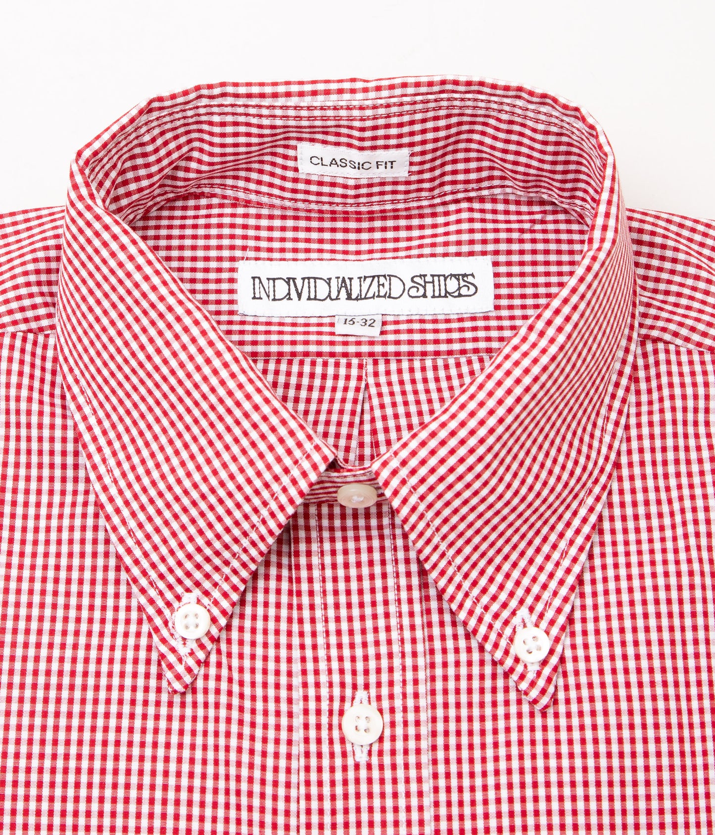 INDIVIDUALIZED SHIRTS "CLASSIC GINGHAM (CLASSIC FIT BUTTON DOWN SHIRT)"(RED)