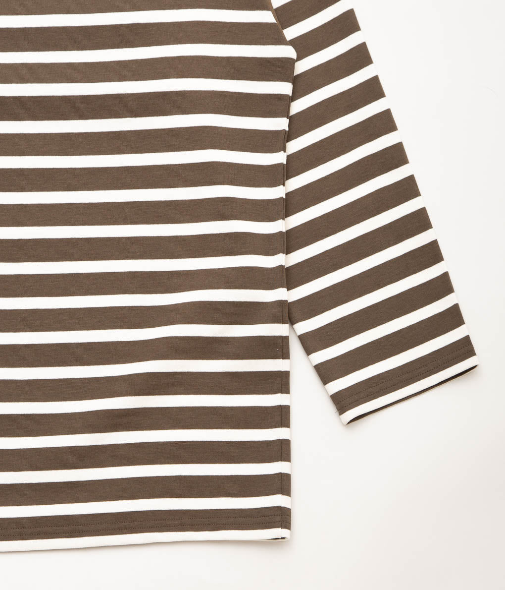 ANSNAM''BORDER BOAT NECK L/S TEE''(BROWN×WHITE)