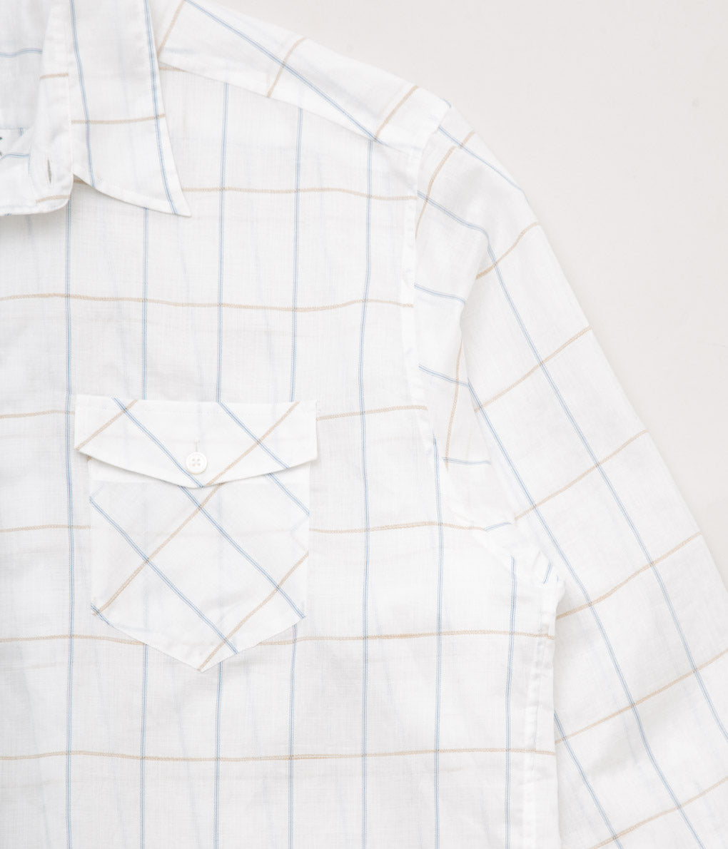 I AM DORK''BIG WORK SHIRT / DEADSTOCK COTTON LINEN''(WHITE CHECK)