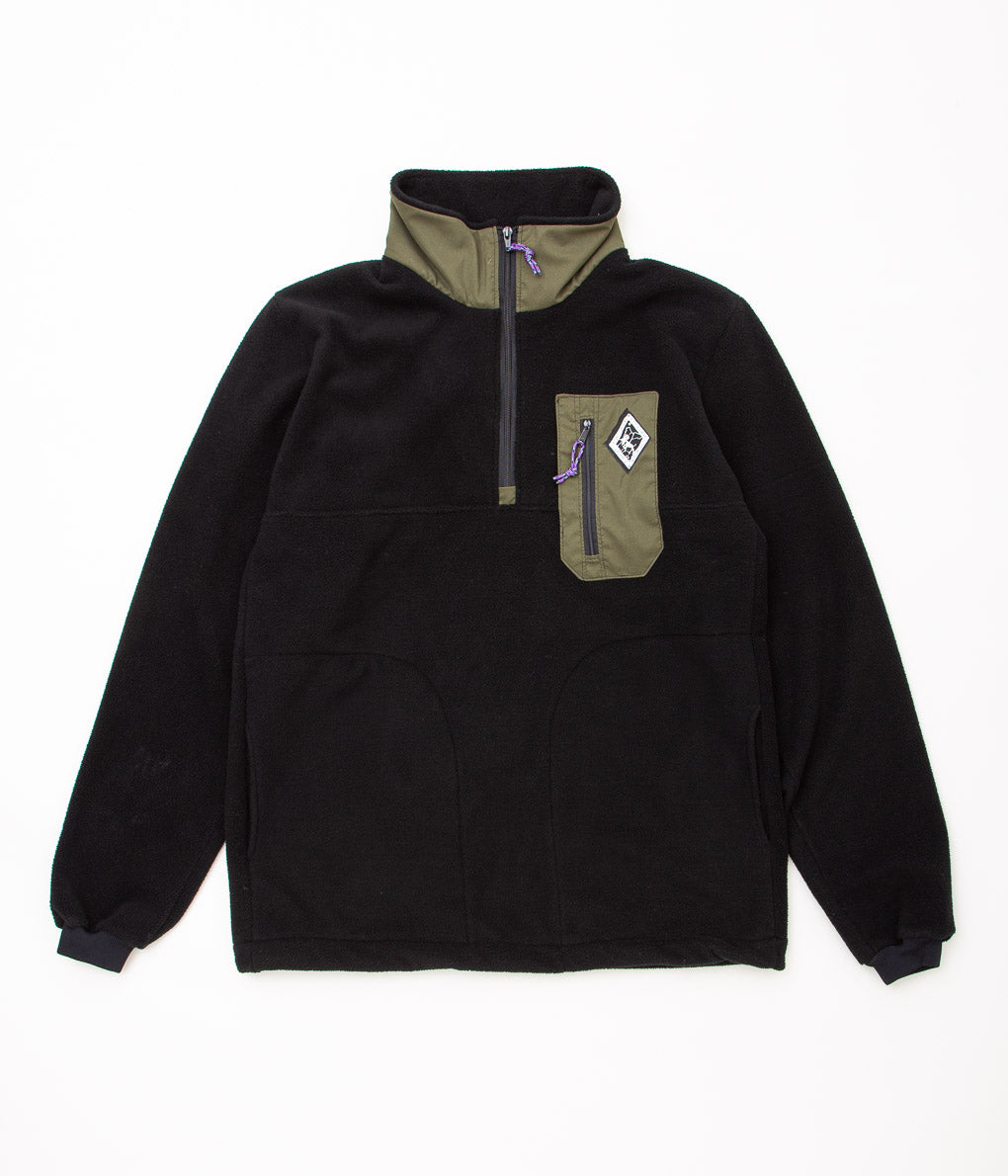 ATMOSPHERE MOUNTAINWORKS "FLEECE 1/4 ZIP PULLOVER"(BLACK×OLIVE)