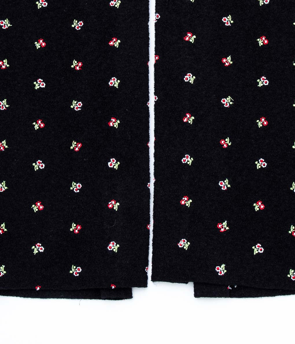 RIER "SKIRT MINIMAL DOUBLE SLIT"(BLACK FLOWERS FELTED)