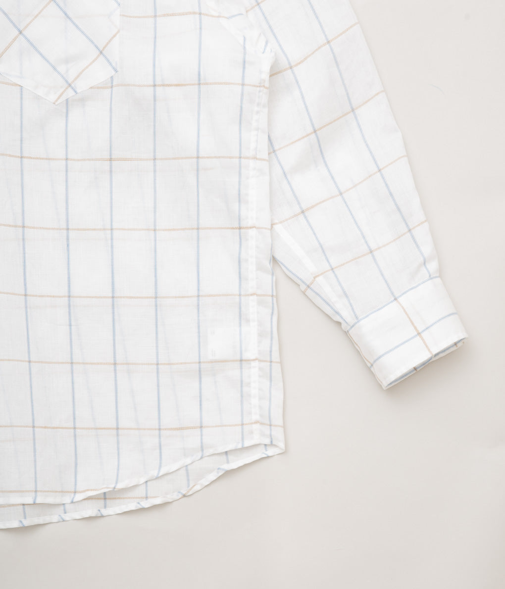 I AM DORK''BIG WORK SHIRT / DEADSTOCK COTTON LINEN''(WHITE CHECK)