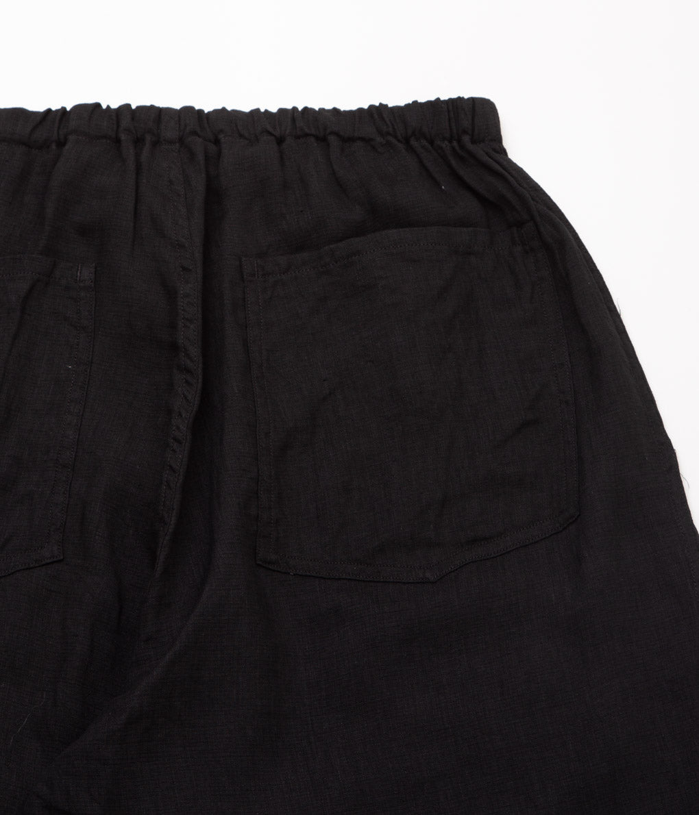 COMOLI''リネンWクロス ドローストリングパンツ''(BLACK)