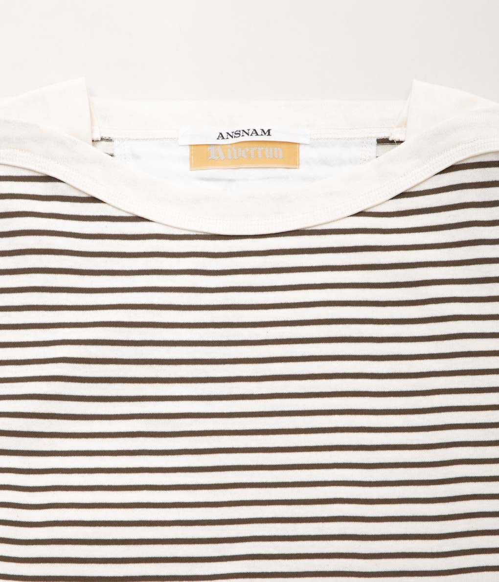 ANSNAM''BORDER BOAT NECK L/S TEE''(WHITE×BROWN)