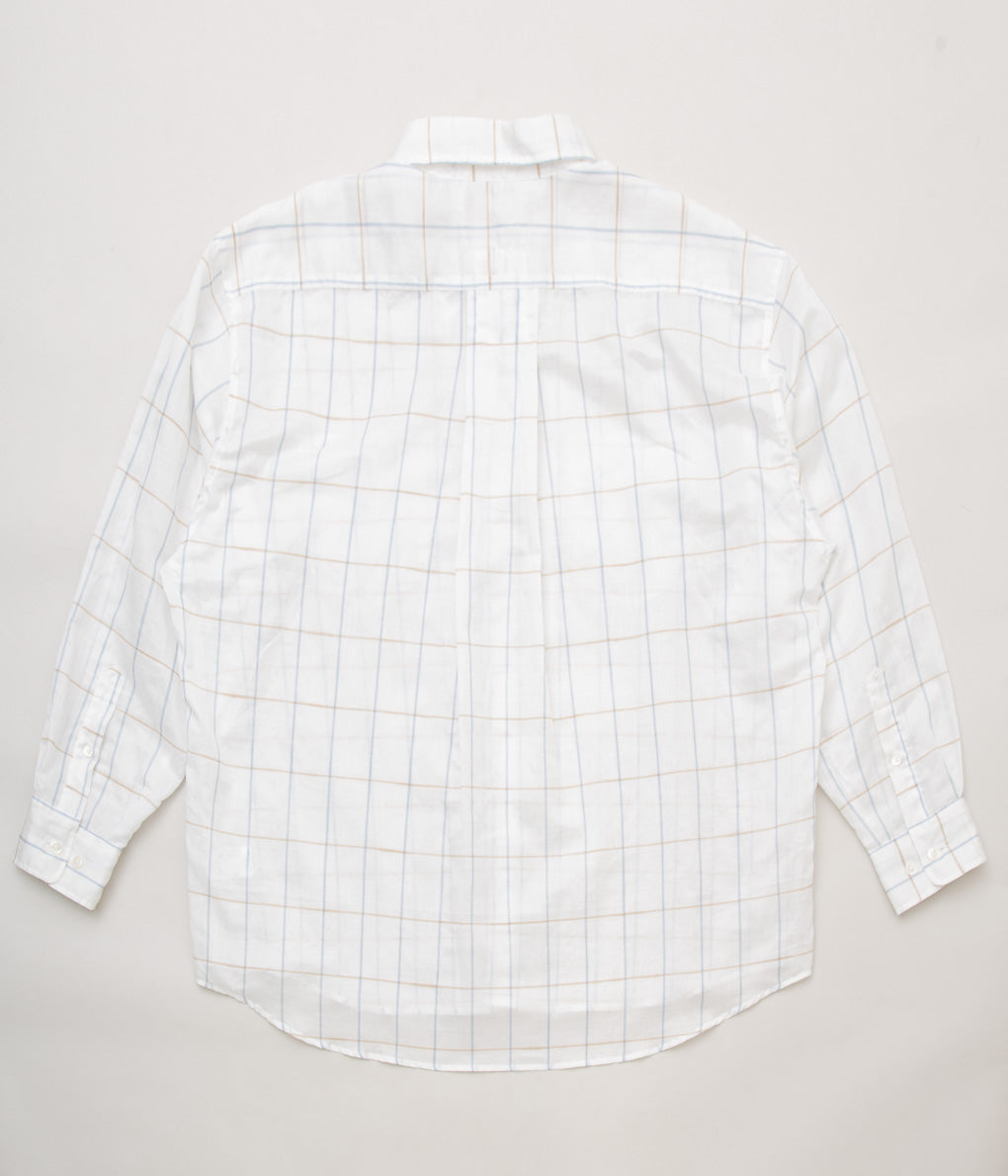 I AM DORK''BIG WORK SHIRT / DEADSTOCK COTTON LINEN''(WHITE CHECK)