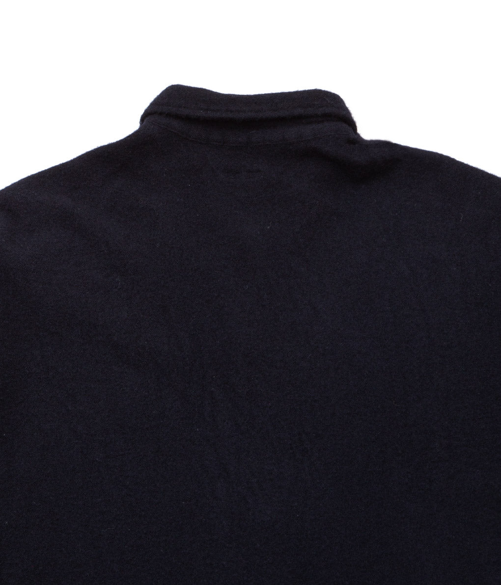 COMOLI "縮絨ウール ハーフジップワンピース"(NAVY)