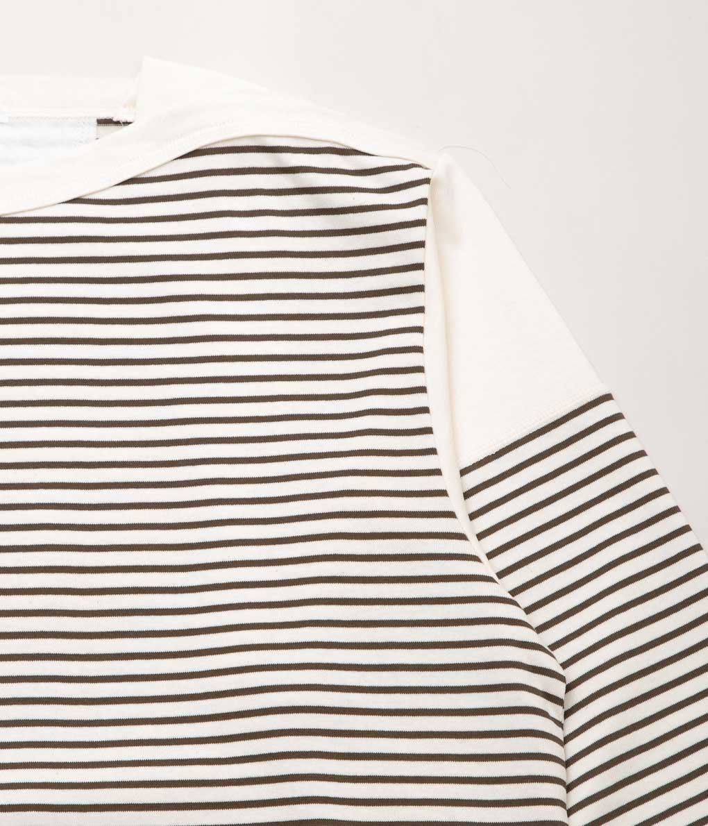 ANSNAM''BORDER BOAT NECK L/S TEE''(WHITE×BROWN)